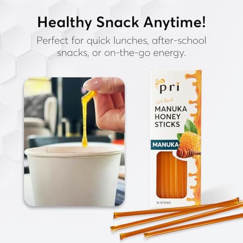 PRI P.R.I Manuka Honey Sticks, Certified MGO 60+, Raw New Zealand Manuka Honey, Perfect for On-the-Go, 10ct - Image 4