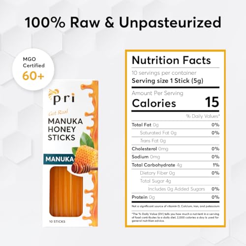 PRI P.R.I Manuka Honey Sticks, Certified MGO 60+, Raw New Zealand Manuka Honey, Perfect for On-the-Go, 10ct - Image 5