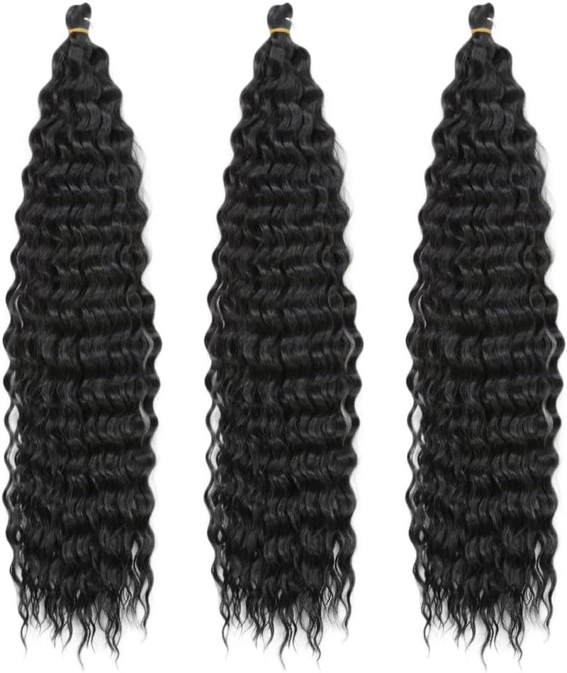 DSOAR 22 Inch 3 Packs Deep Twist Crochet Hair Ocean Wave Curly Bohemian Crochet Braids Deep Wave Hair Bundles Synthetic Hair Extensions for Women Girls - Image 2