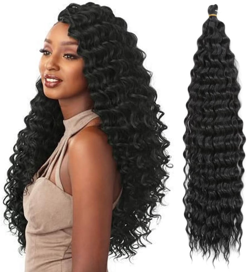 DSOAR 22 Inch 3 Packs Deep Twist Crochet Hair Ocean Wave Curly Bohemian Crochet Braids Deep Wave Hair Bundles Synthetic Hair Extensions for Women Girls - Image 1