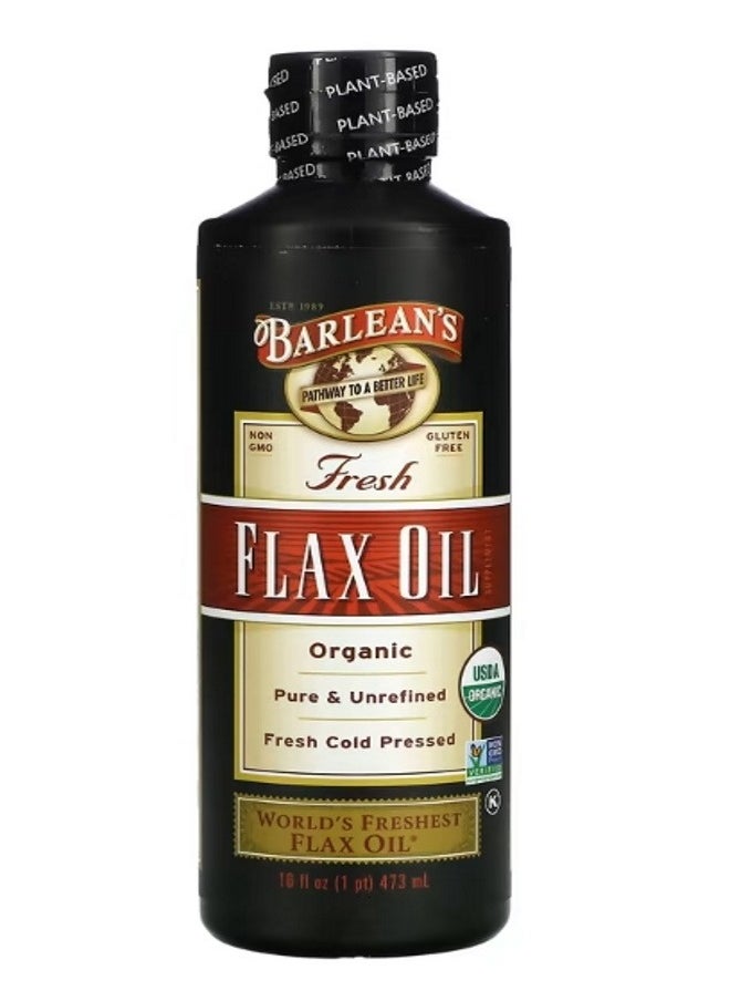 BARLEAN'S - Organic Fresh Flax Oil 16 oz 473 ml - Image 1
