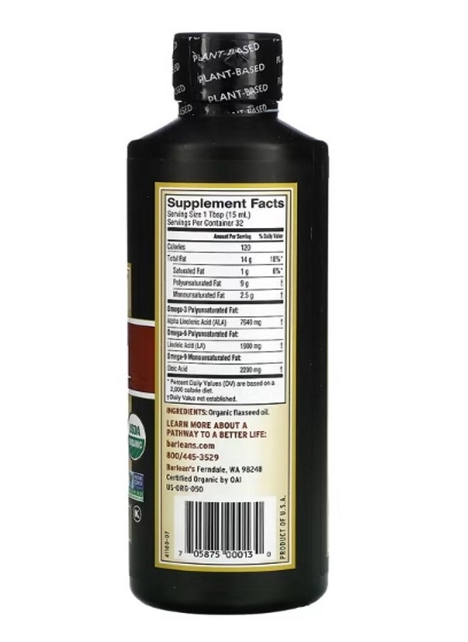 BARLEAN'S - Organic Fresh Flax Oil 16 oz 473 ml - Image 1