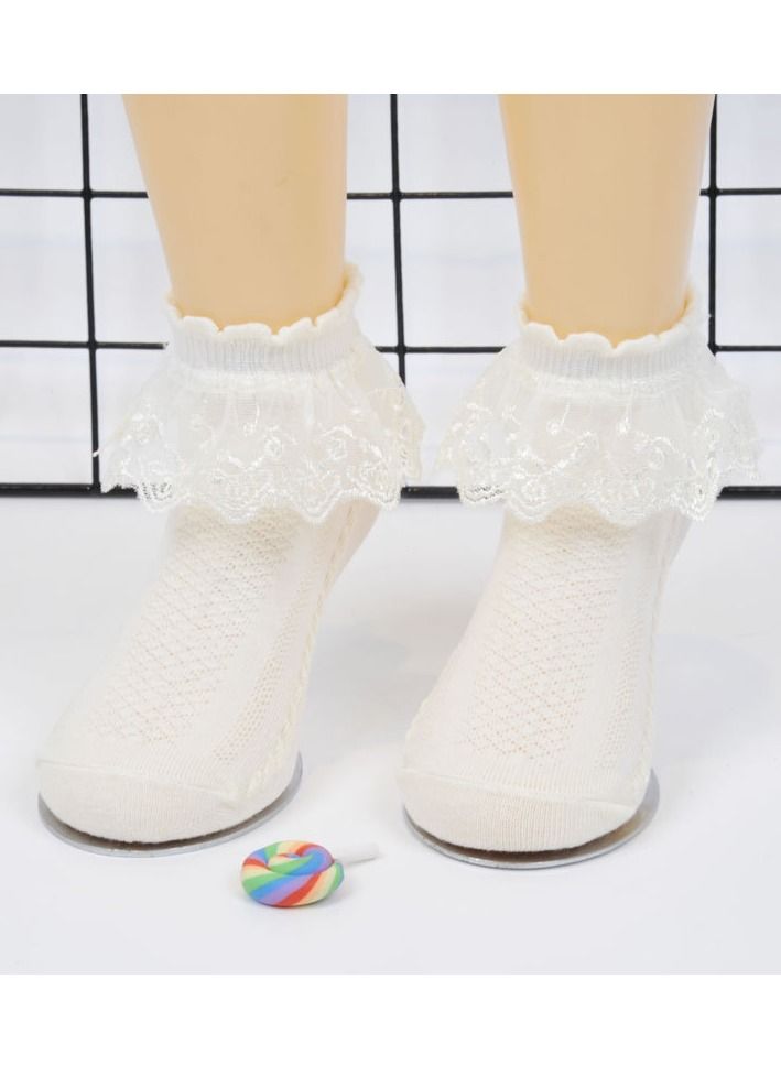 Loquat Pair Of Princess Lace Socks Beige