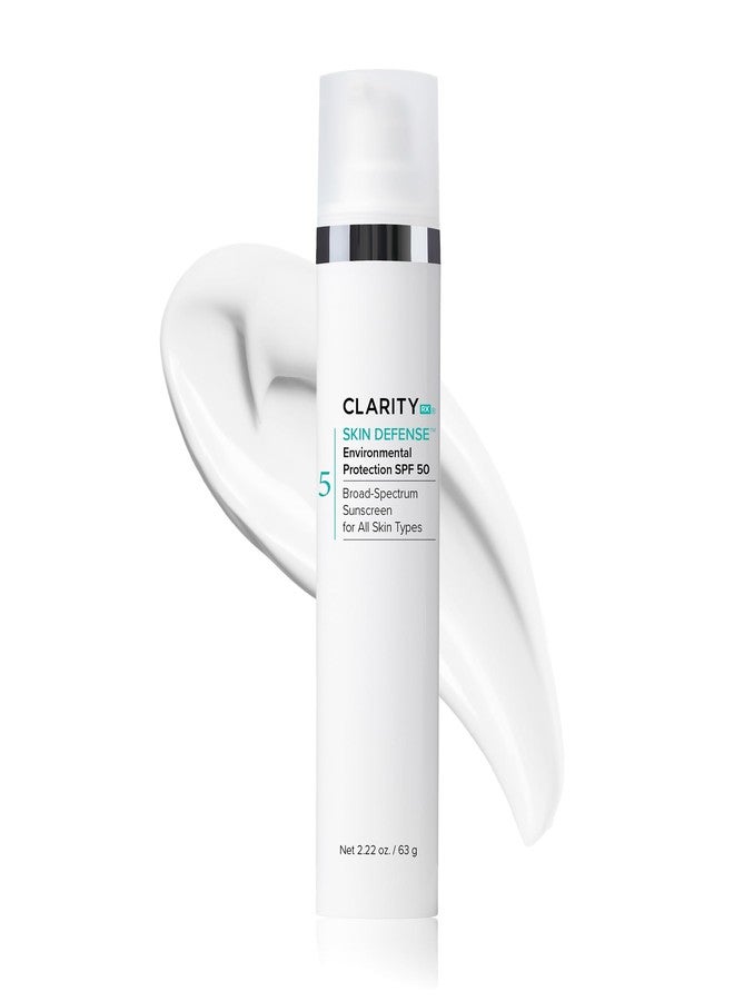 ClarityRx Skin Defense Broad-Spectrum SPF 50, Natural Plant-Based Moisturizing Face & Body Sunscreen With Zinc & Hyaluronic Acid (2 Oz) - Image 1