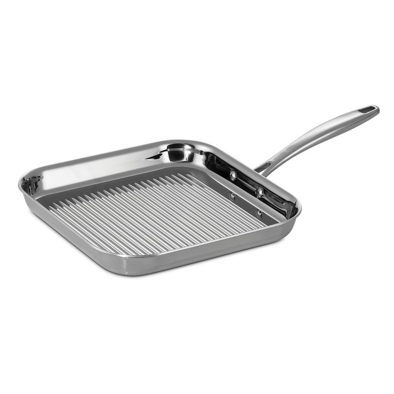 Tramontina Tri-Ply Clad Stainless Steel 11-Inch Square Grill Pan, Induction-Ready, Dishwasher-Safe, NSF-Certified, Made in Brazil - Image 1