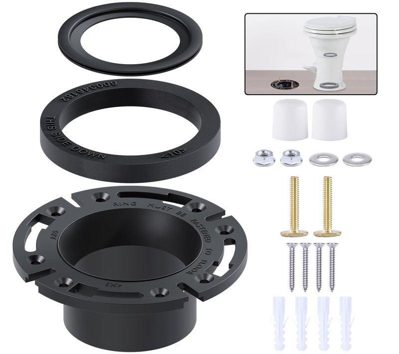 boeemi RV Toilet Seal and 3 Floor Flange Kit Designed for RV 300310320 Series Replaces 385345892 Socket Flange and 385311658 Flush Seal and 385311652 Base Seal 3 in 1 Combo Kit  Black
