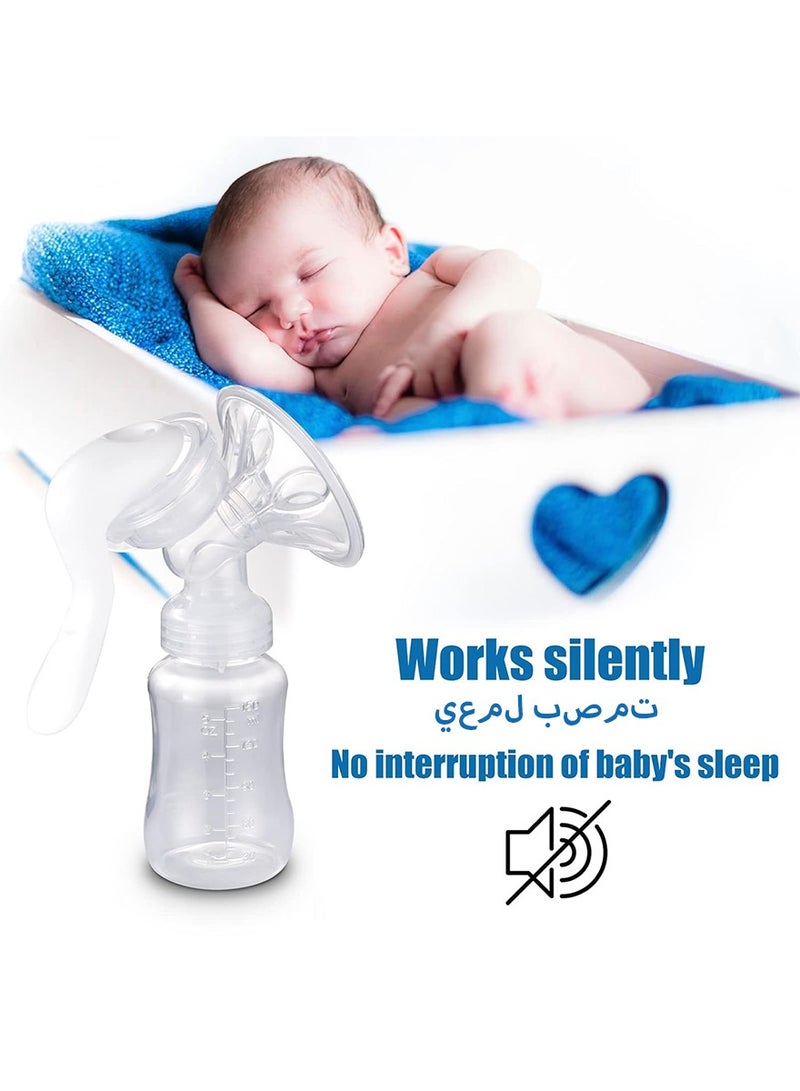 ديبتر مضخة الثدي اليدوية، مضخة يدوية سيليكونية للرضاعة الطبيعية، مضخة ثدي يدوية صغيرة محمولة سعة 150 مل، رضاعة طبيعية مع شفط قابل للتعديل، مناسبة للهدايا والسفر والاستخدام المنزلي - Image 3