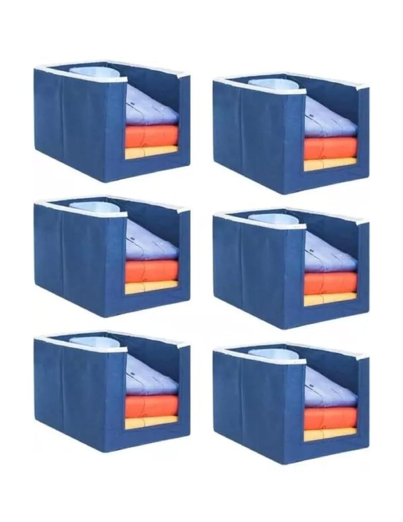 Sublojy NonWoven Shirt StackerClothes OrganizerSolid Color Foldable Non Woven MaterialCloset Wardrobe Organizer Blue Colour pack of 2  - Image 1