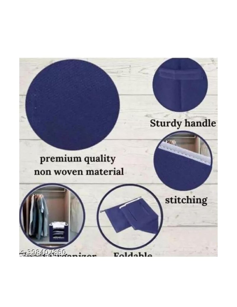 Sublojy NonWoven Shirt StackerClothes OrganizerSolid Color Foldable Non Woven MaterialCloset Wardrobe Organizer Blue Colour pack of 2  - Image 3