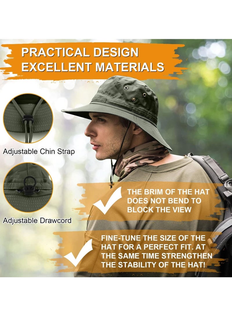 واي آند دي Fishing hat Wide Brim Sun Protection Hat with Breathable Safari and Fisherman Hiking Hats Boonie for Man (Dark Green) - Image 4