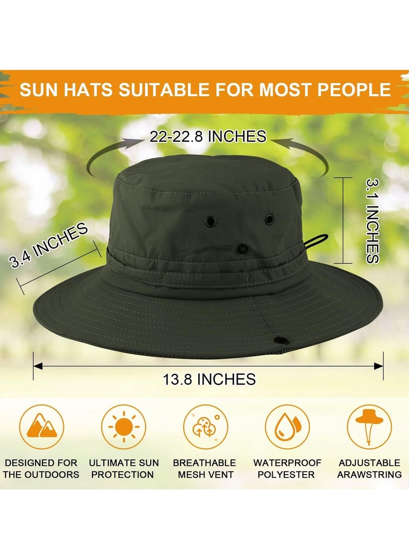 واي آند دي Fishing hat Wide Brim Sun Protection Hat with Breathable Safari and Fisherman Hiking Hats Boonie for Man (Dark Green) - Image 5