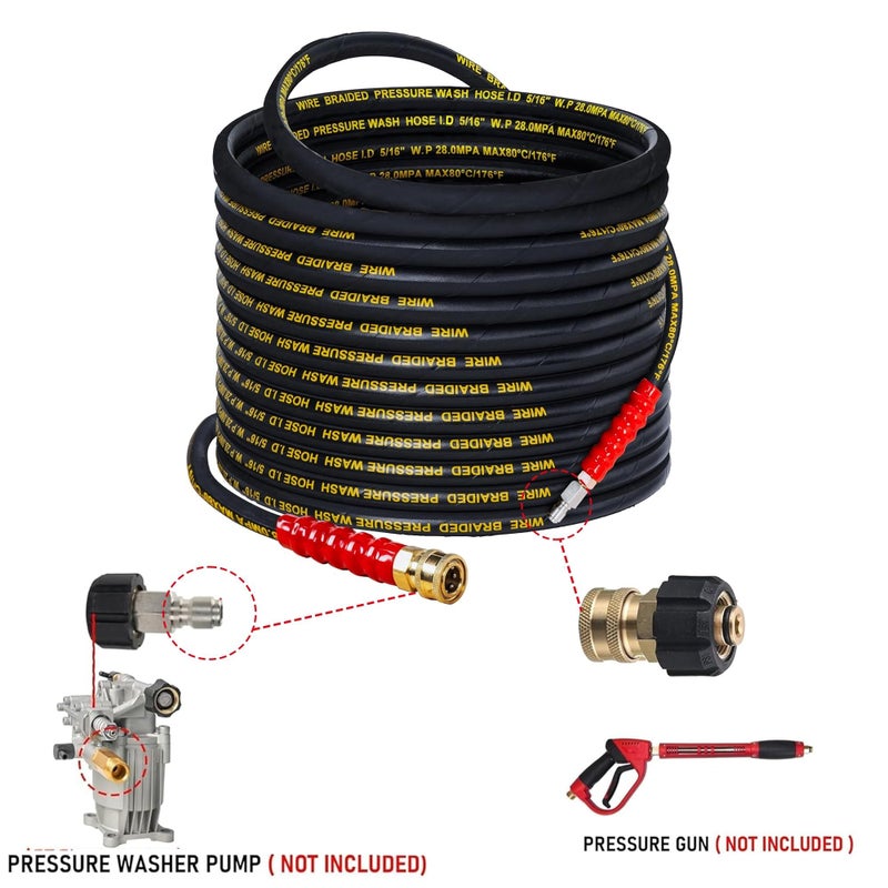 LIULO TOOL 50 FT Pressure Washer Hose with 3/8" Quick Connect, 4000 PSI Kink Resistant High Tensile Wire Power Washer Hose - Image 3