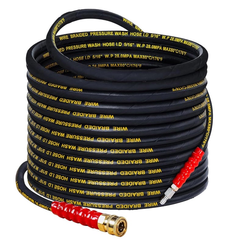 LIULO TOOL 50 FT Pressure Washer Hose with 3/8" Quick Connect, 4000 PSI Kink Resistant High Tensile Wire Power Washer Hose - Image 1