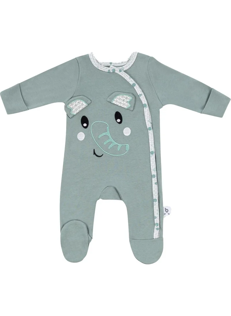 طفل يمشي Hero Long Sleeve Embroidered Baby Romper Elephant