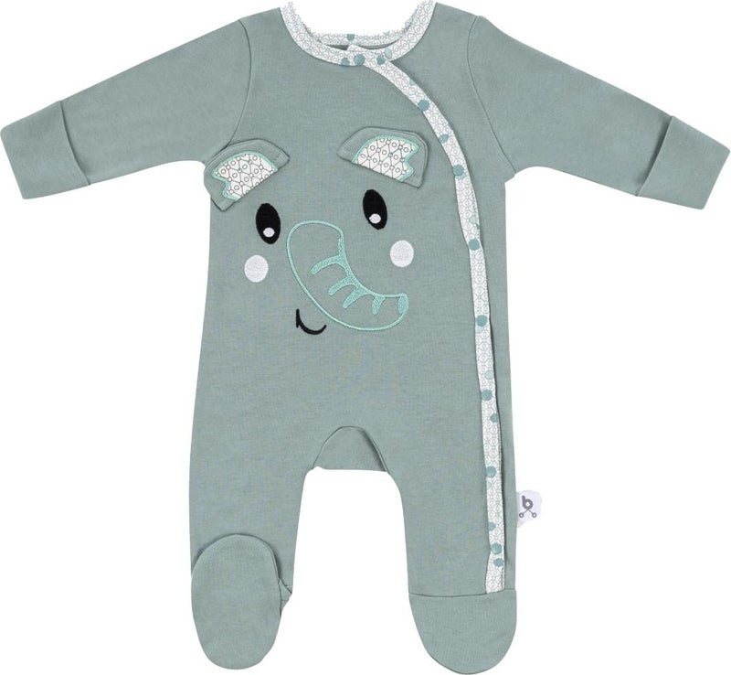 Gezenbebe Hero Long Sleeve Embroidered Baby Romper Elephant  - Image 1