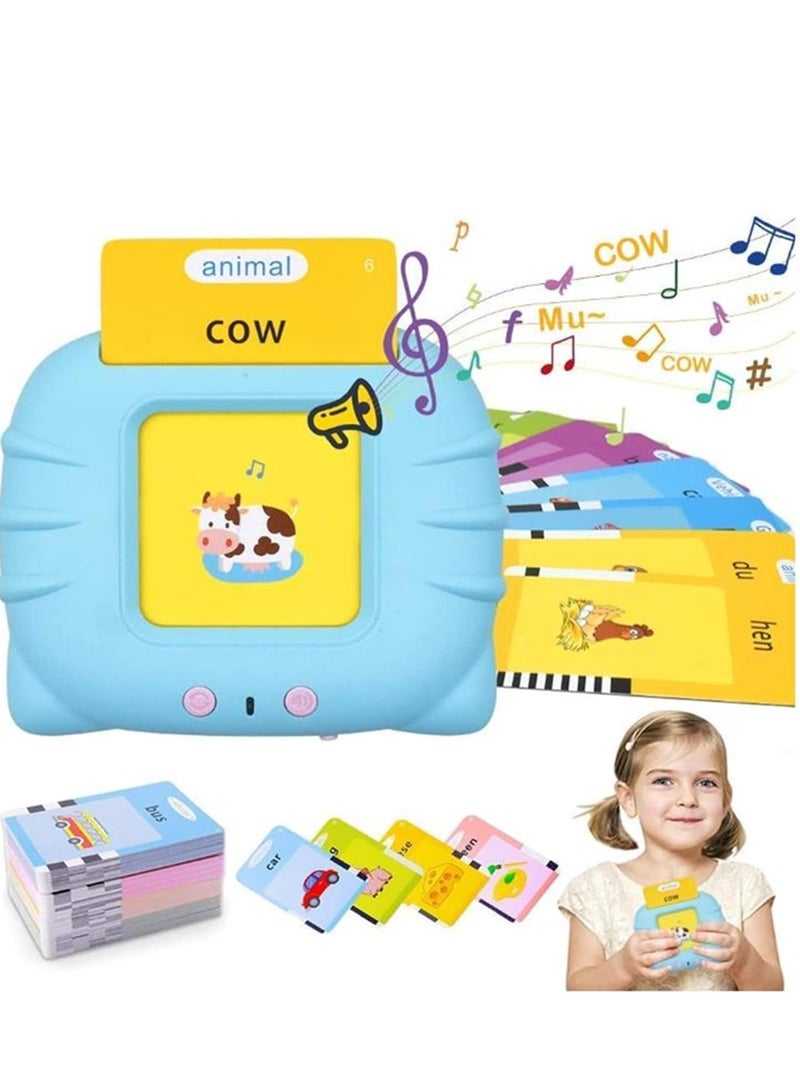 Festive Gallery Talking Flash Cards Learning Toys for Toddlers 1-6 Year Old,British English, 224 Words, Audible Educational Toys, Preschool Learning Resource Electronic Interactive Toy Birthday Gifts for Kids-light blue/cyan - Image 1