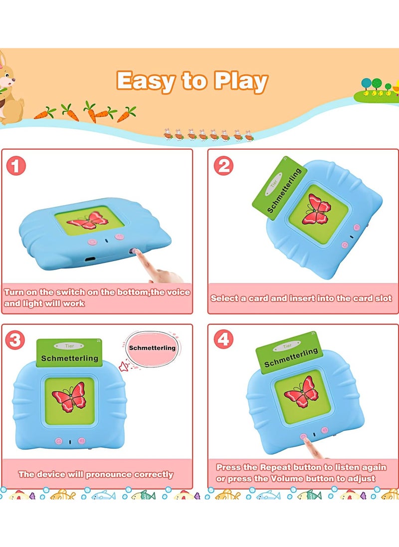 Festive Gallery - Talking Flash Cards Learning Toys for Toddlers 1-6 Year Old,British English, 224 Words, Audible Educational Toys, Preschool Learning Resource Electronic Interactive Toy Birthday Gifts for Kids-Blue - Image 1