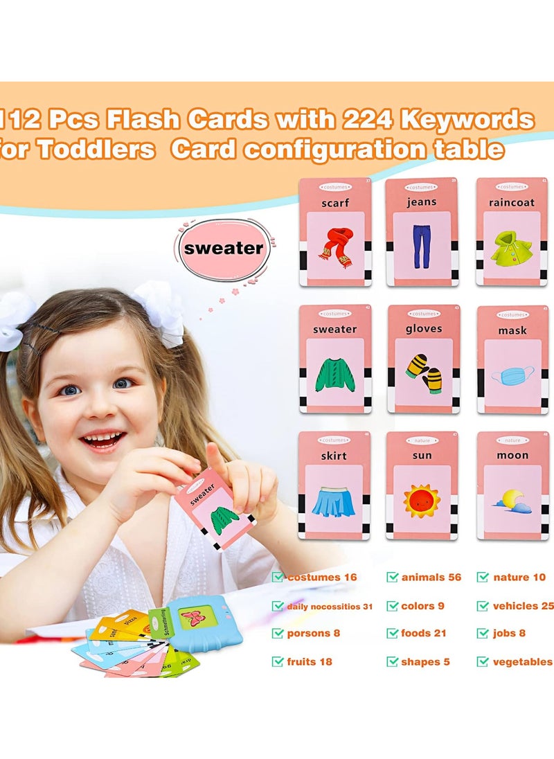 Festive Gallery - Talking Flash Cards Learning Toys for Toddlers 1-6 Year Old,British English, 224 Words, Audible Educational Toys, Preschool Learning Resource Electronic Interactive Toy Birthday Gifts for Kids-Blue - Image 1