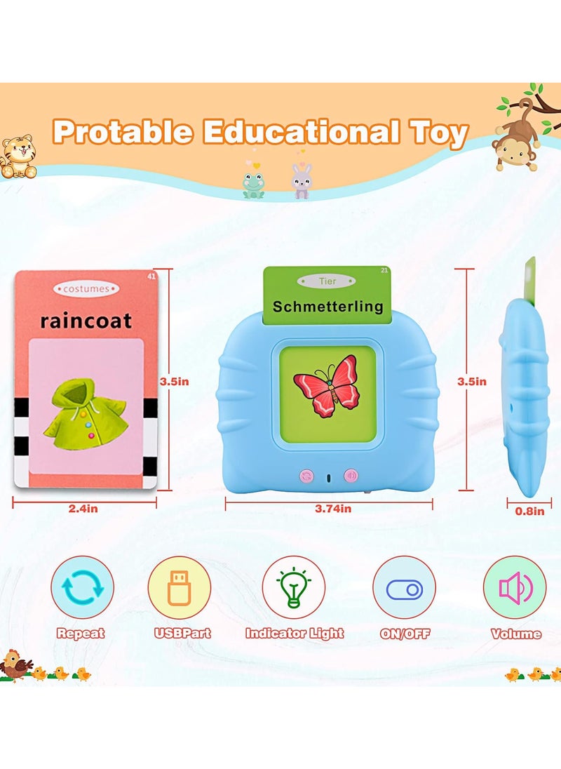 Festive Gallery - Talking Flash Cards Learning Toys for Toddlers 1-6 Year Old,British English, 224 Words, Audible Educational Toys, Preschool Learning Resource Electronic Interactive Toy Birthday Gifts for Kids-Blue - Image 1