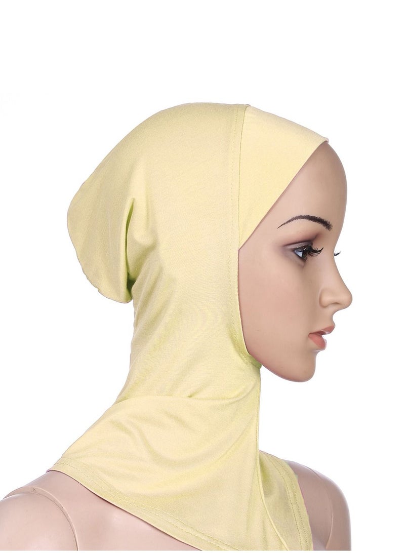 Women's Stretch Long Scarf Solid Color Hijab Inner Cap Light Beige