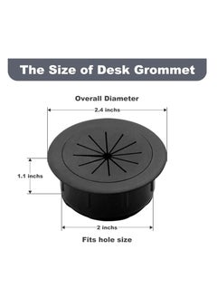 Oasisgalore 2-Pack 2-Inch Flexible Desk Grommet, Cable Hole Cover for Home & Office Tables - Black  - Image 2