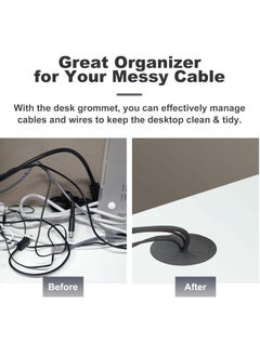 Oasisgalore 2-Pack 2-Inch Flexible Desk Grommet, Cable Hole Cover for Home & Office Tables - Black  - Image 3