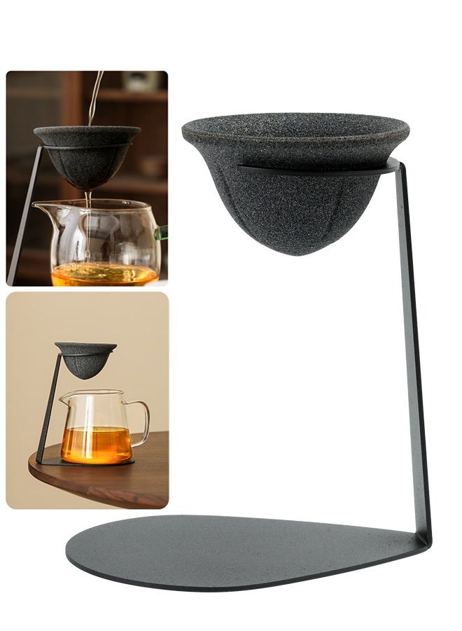 BF HOME Creative Micro-Porous Ceramic Filter Set - Handmade Ore Coffee & Tea Filter Cup, Eco-Friendly No Paper Needed, with Iron Base Holder - Image 1