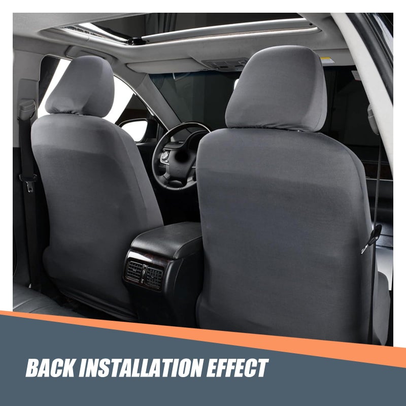Crynod 2 PCS Car Seat Headrest Cover, 9" x 10.6" Knitted Stretch Breathable Fully Surrounded Simple Dust Cover, Reusable Flexible Headrest Protector, Universal for Most Cars (Dark Gray) - Image 5