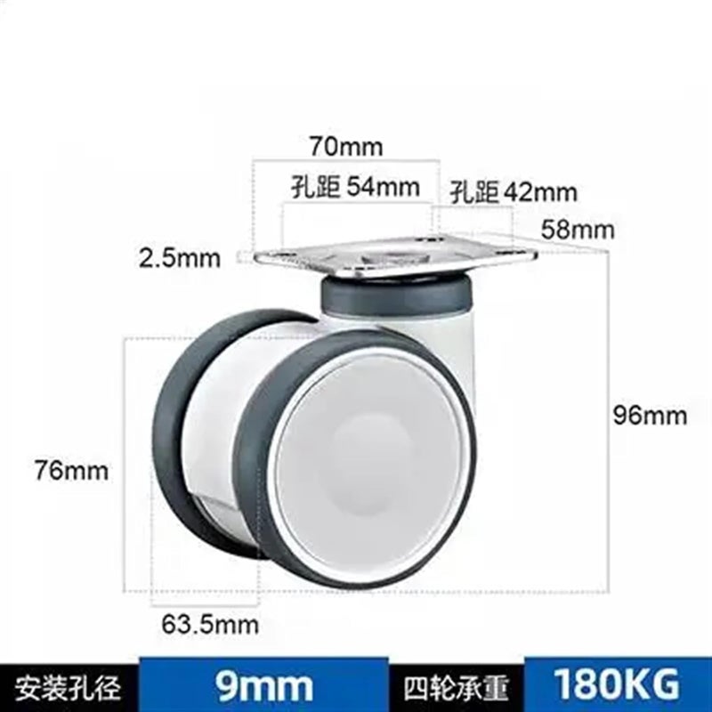 3 بوصة عجلة مزدوجة عالمية من مادة TPR مع قضيب برغي وفتحة علوية وقاعدة مسطحة وصامتة C 1 - Image 3