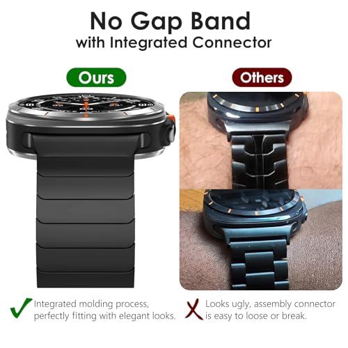 WINGLE Metal Band for Galaxy Watch Ultra Bands 47mm 2025/2024 Men 24mm Wide Rugged Stainless Steel Bracelet Classy Casual Business Samsung Galaxy Watch Ultra Band with Butterfly Folding Clasp, Black - Image 4