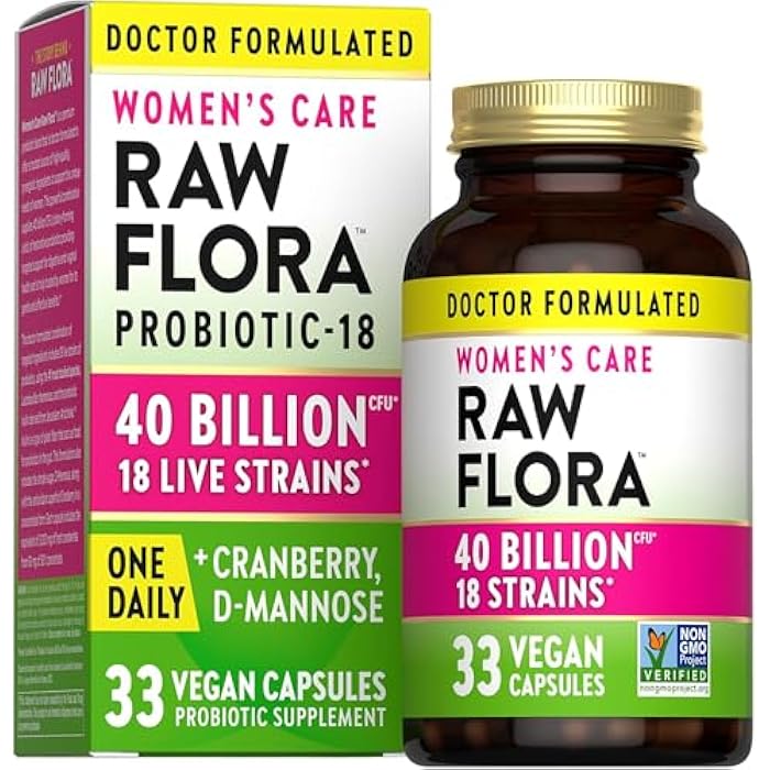 Nature's Truth Raw Flora Women's Probiotics | Dr. Formulated 40 Billion CFU + Prebiotics | Digestive, Vaginal & Urinary Support | 33 Vegan Capsules with Cranberry & D-Mannose | Shelf Stable - Image 1