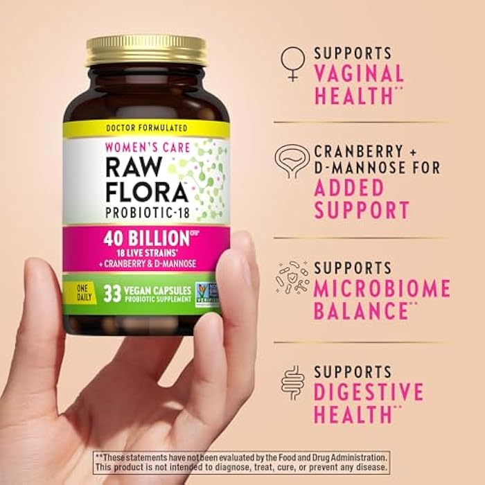 Nature's Truth Raw Flora Women's Probiotics | Dr. Formulated 40 Billion CFU + Prebiotics | Digestive, Vaginal & Urinary Support | 33 Vegan Capsules with Cranberry & D-Mannose | Shelf Stable - Image 3