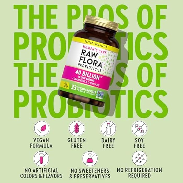 Nature's Truth Raw Flora Women's Probiotics | Dr. Formulated 40 Billion CFU + Prebiotics | Digestive, Vaginal & Urinary Support | 33 Vegan Capsules with Cranberry & D-Mannose | Shelf Stable - Image 5