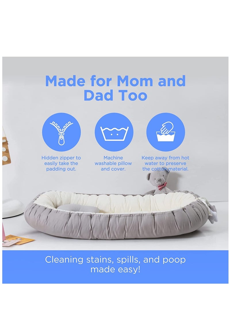 Arabest - Baby Lounger - Baby Portable Lounger Pillow for Newborn, Breathable and Soft Baby Nest Co Sleeper for Baby 0-24 Months, Portable Infant Lounger Baby Floor Seat for Home and Travel - Image 1