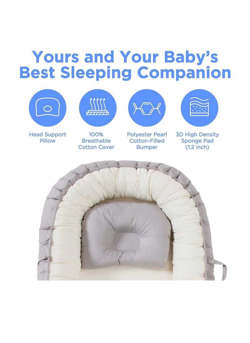 Arabest - Baby Lounger - Baby Portable Lounger Pillow for Newborn, Breathable and Soft Baby Nest Co Sleeper for Baby 0-24 Months, Portable Infant Lounger Baby Floor Seat for Home and Travel - Image 1