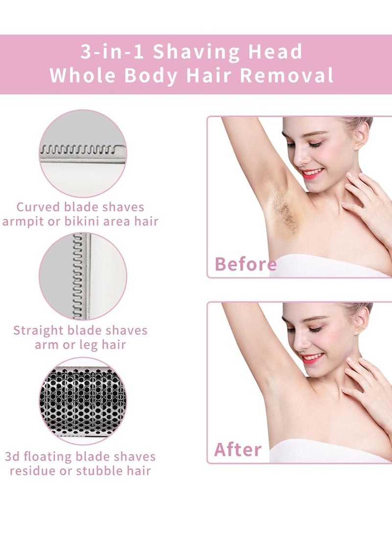 general Electric Razor for Women Men,4 in 1 Painless Ladies Wet u0026 Dry Body Razors and Facial Hair Remover,Rechargeable Led Display Hair Removal Kit for Nose Face Body Leg Bikini Arm Hair (Purple) - Image 5