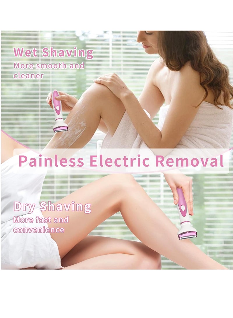 general Electric Razor for Women Men,4 in 1 Painless Ladies Wet u0026 Dry Body Razors and Facial Hair Remover,Rechargeable Led Display Hair Removal Kit for Nose Face Body Leg Bikini Arm Hair (Purple) - Image 4