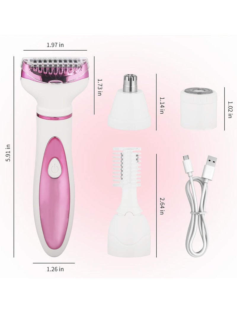 general Electric Razor for Women Men,4 in 1 Painless Ladies Wet u0026 Dry Body Razors and Facial Hair Remover,Rechargeable Led Display Hair Removal Kit for Nose Face Body Leg Bikini Arm Hair (Purple) - Image 3