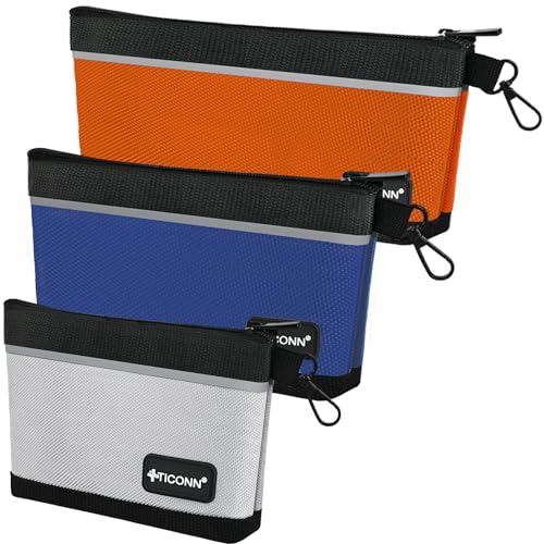 TICONN Tool Pouches with Zipper 1680D Oxford Small Tool Bags Waterproof Utility Bag Zipper Pouch for Tool Organizers and Storage 3 Pack Combo