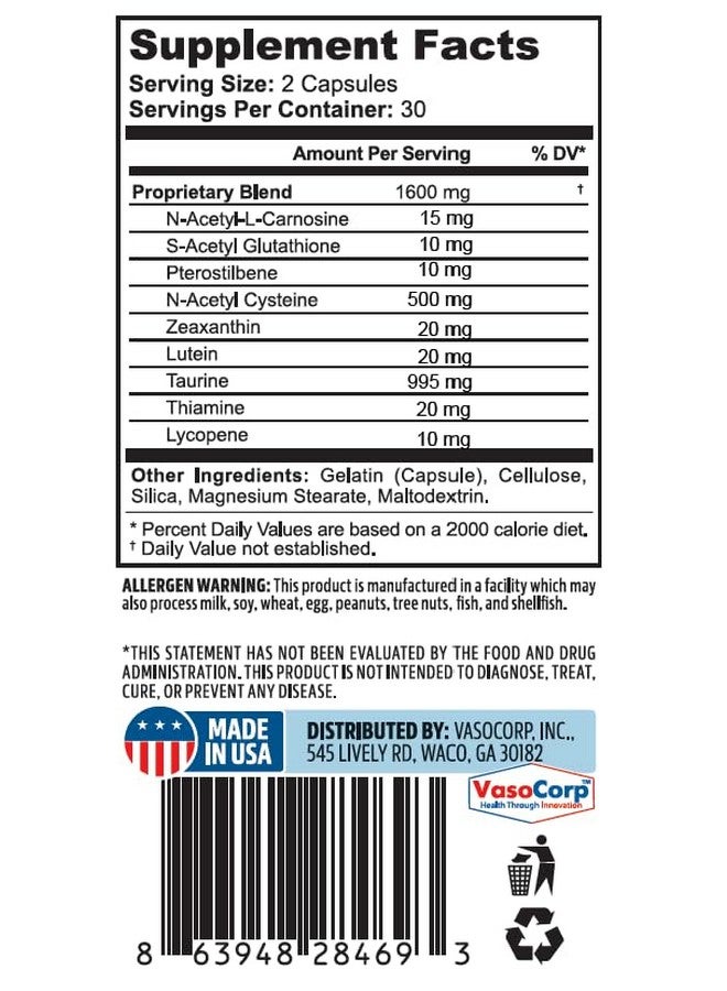 NeuropAWAY Eye Support Supplement 90CT with Lutein N-Acetyl L-Carnosine S-Acetyl Glutathione N-Acetyl Cystiene Pterostilbene Lycopene Zeaxanthin to Support Healthy Vision Helps Blurry and Dry Eyes - Image 2