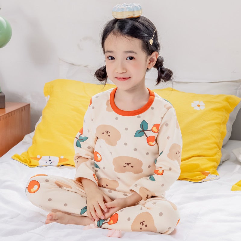 Children'S Thermal Underwear Children'S Clothing Fleece-Lined Thickened Suit Boys' Autumn Clothes Long Pants Girls' Winter Clothes Bottoming Two-Piece Suit Fashion - Image 5