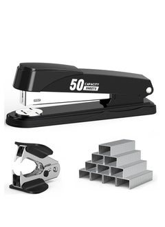 SYOSI Metal Stapler Heavy Duty 50 Sheet Capacity with 2000 Staples and Staple Remover, Full Strip Staplers for Desk, No Jam, Non-Slip Office Stapler with Staples for Office & Classroom, Black  - Image 1