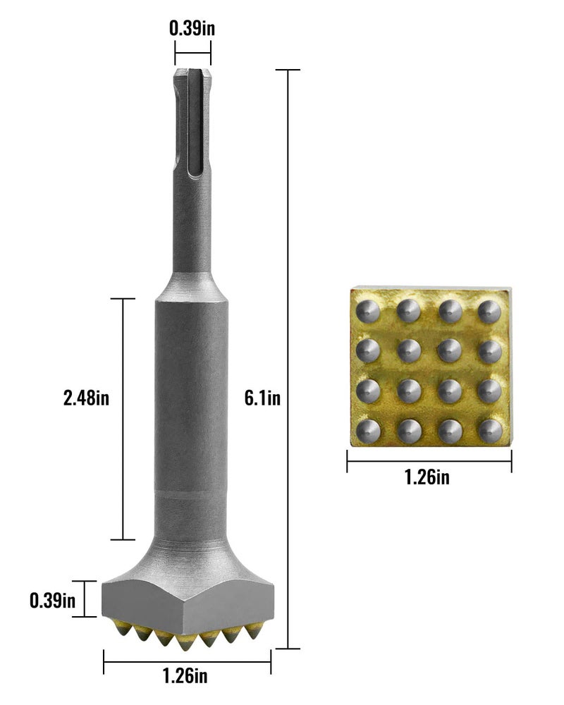 PNYZIK 6 Inch x 1 1/4 Inch SDS Plus Bushing Tool for Concrete Stone Brick Wall, Square Head Bushing Bit (SDS Plus 16 Pins) - Image 2