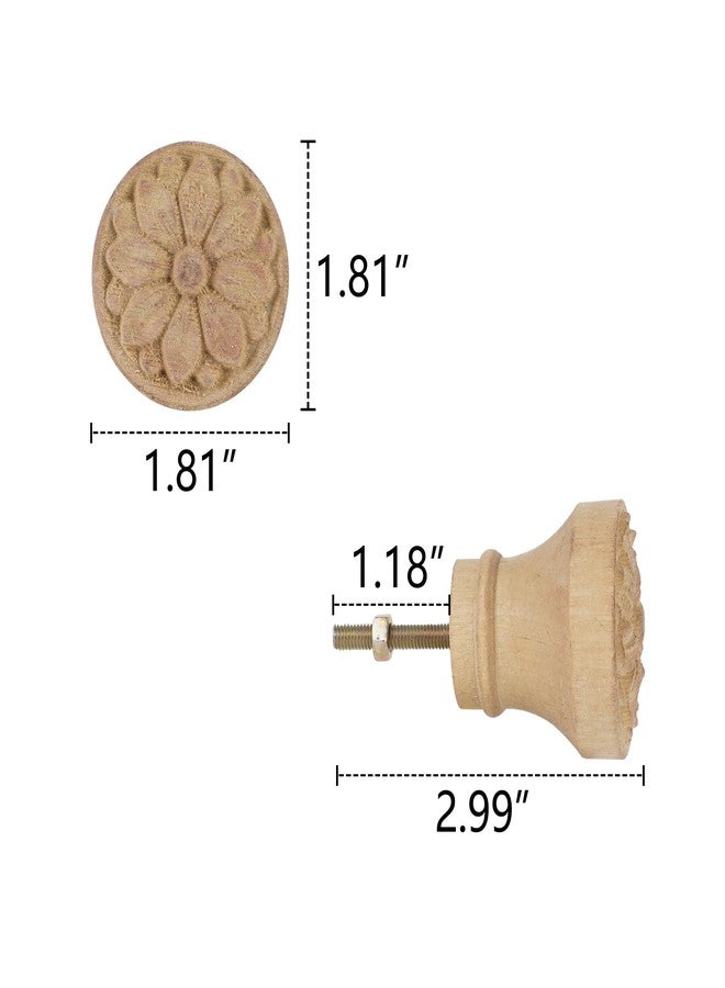 SOFFEE DESIGN 2pcs Wood Carved Flower Knobs, Decorative Bohemian Style Pulls Handles for Door Cabinet Drawer - Image 5