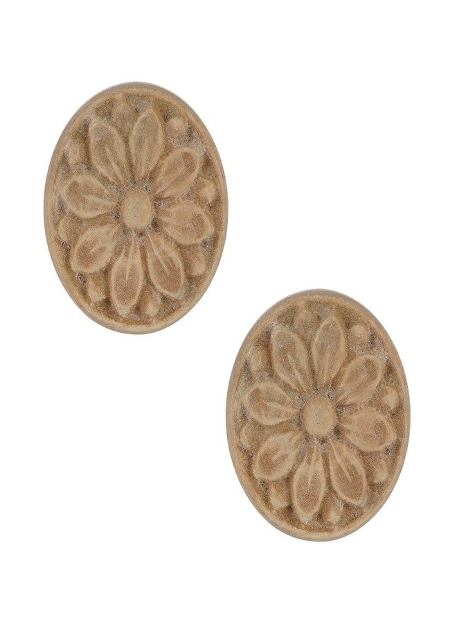 SOFFEE DESIGN 2pcs Wood Carved Flower Knobs, Decorative Bohemian Style Pulls Handles for Door Cabinet Drawer - Image 1