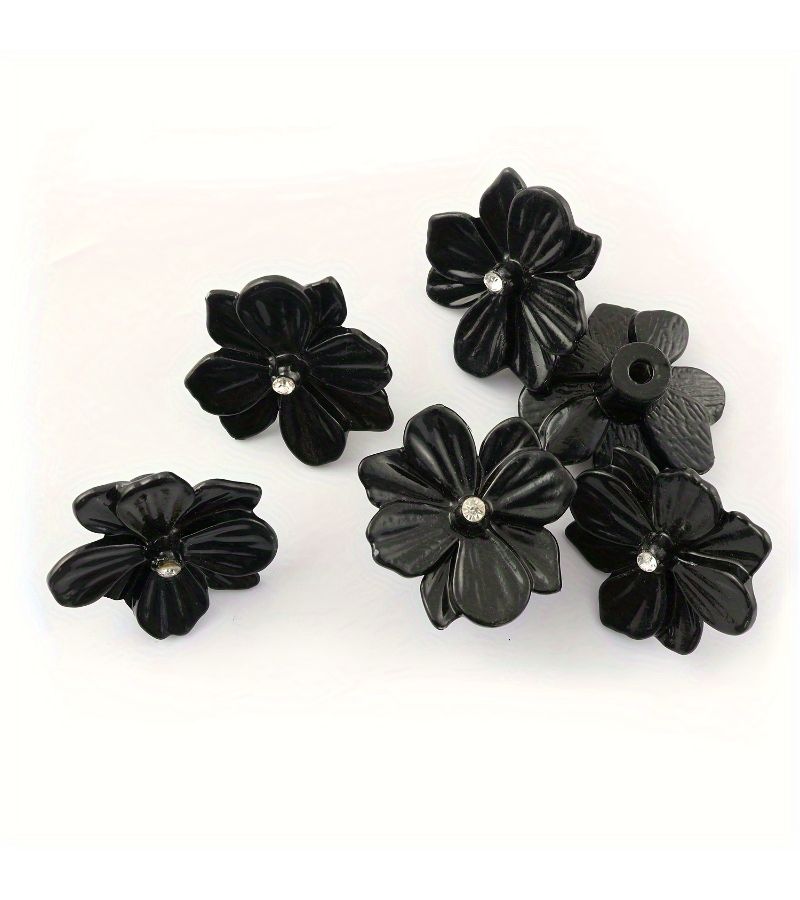 15 Pcs Black Floral Drawer Pulls Polished Metal Kitchen Cabinet Knobs For Furniture - Image 3
