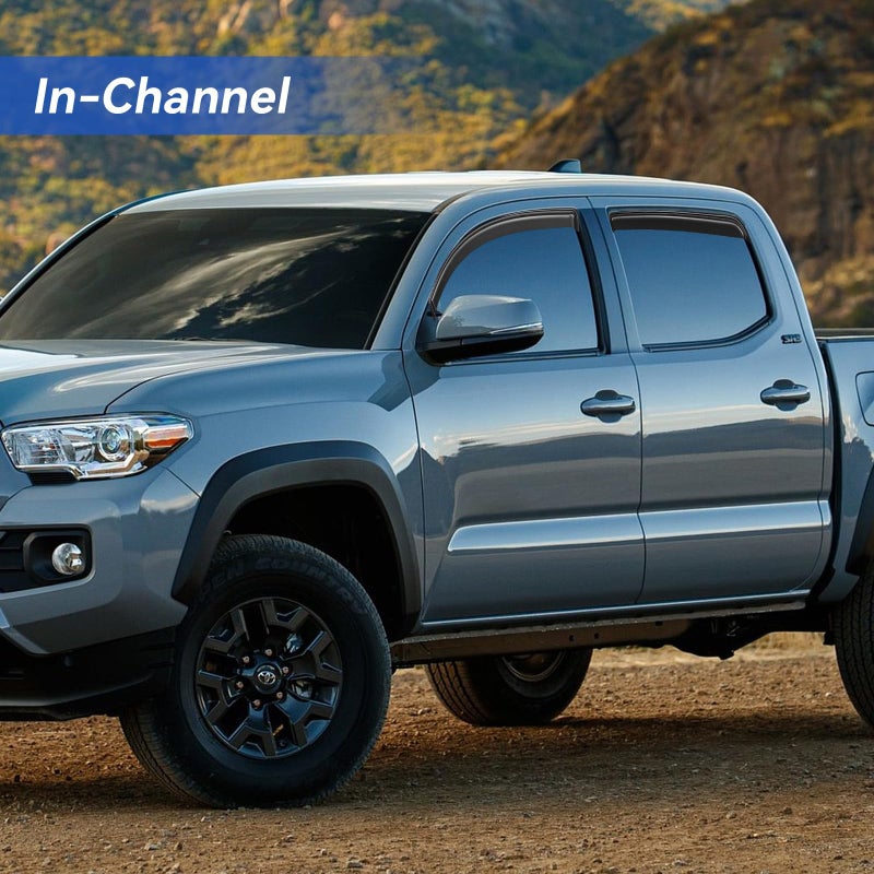 YQAUTEC in-Channel Window Visors Rain Guards for 2016-2023 Toyota Tacoma Double Cab, Window Vent Wind Deflectors Visors Shades for 16-23 Tacoma - Image 5