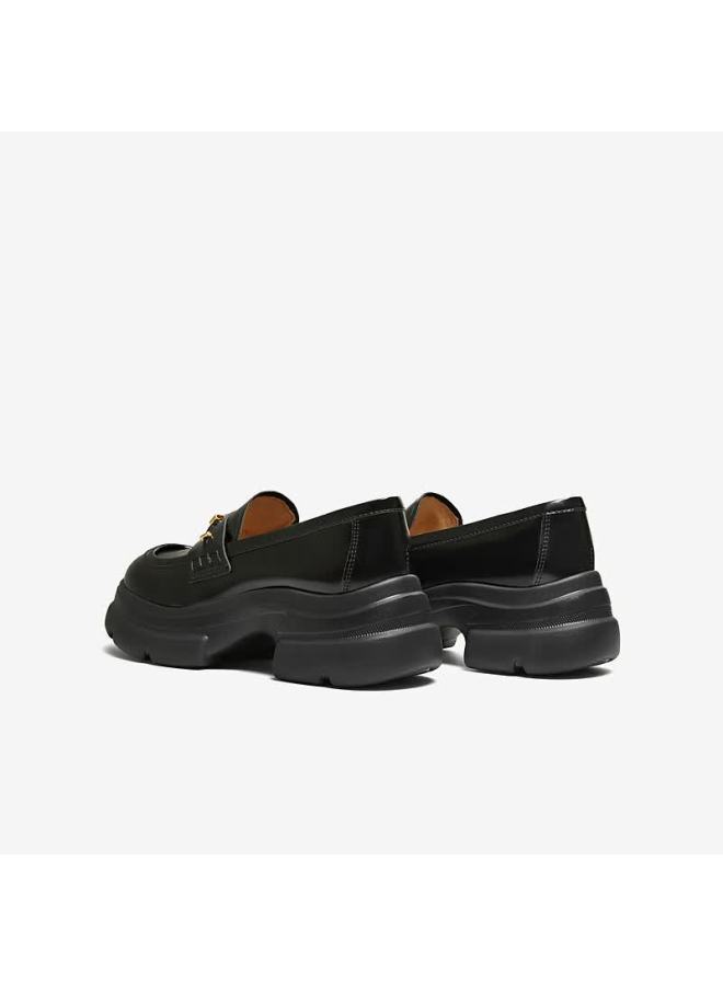 Tata Detective Home Thick-soled Women's Black Leather Loafers British Style Black 37 - Image 3