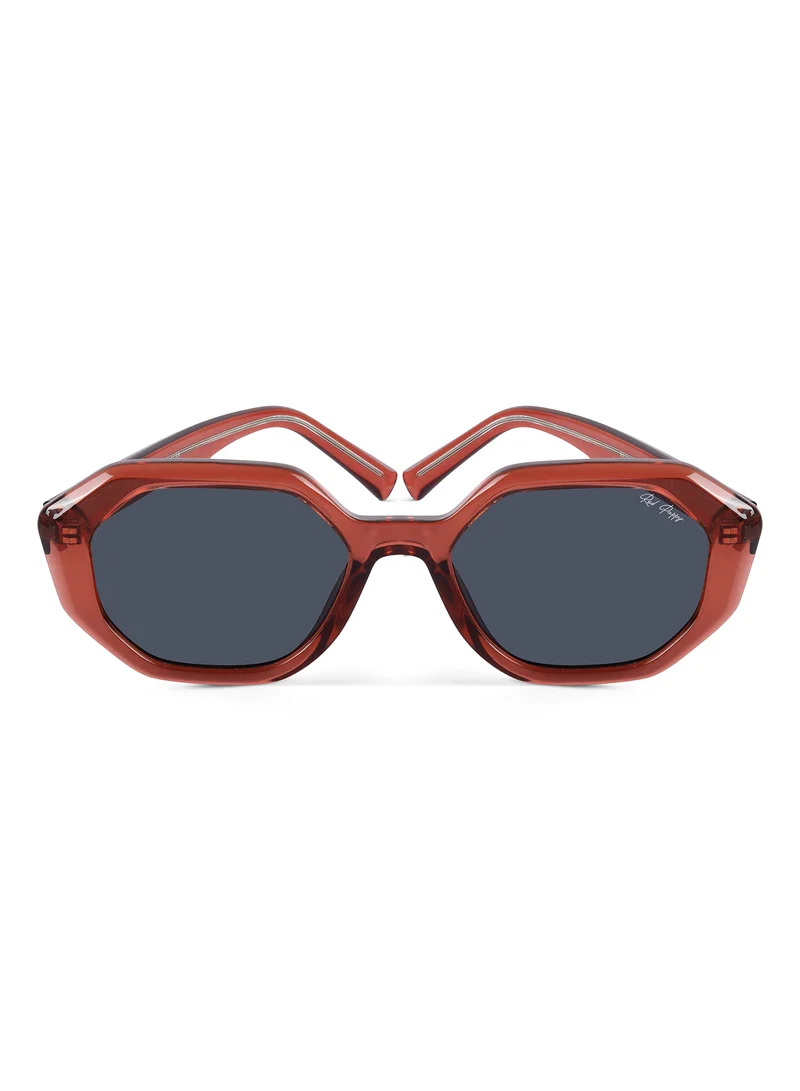 Woggles Red Pappy Rayvex Blue Polarized Hexagonal Sunglasses