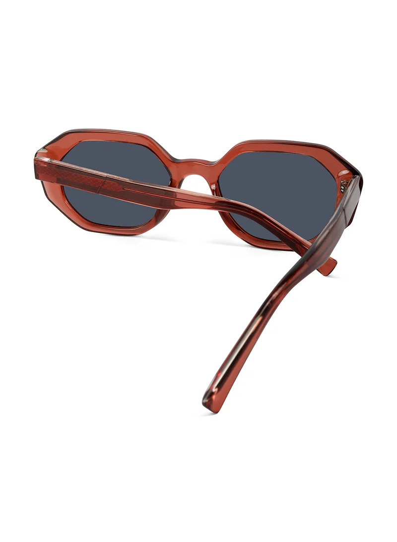 Woggles Red Pappy Rayvex Blue Polarized Hexagonal Sunglasses